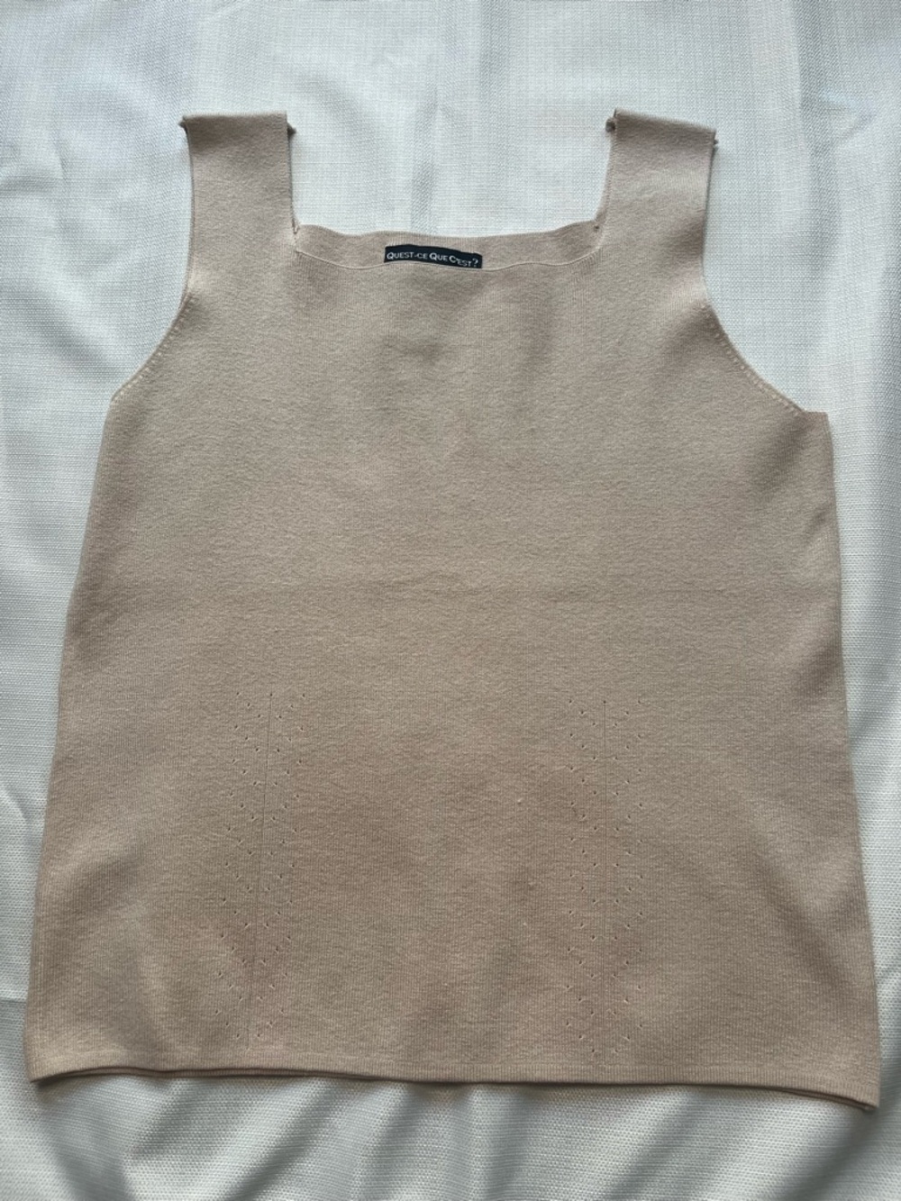 Vintage Quest-ce Que C’est Tank - Women’s XL Tan - Square Neck Silk Neutral
